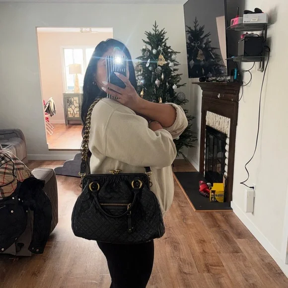 Black Quilted Handbag with Gold Chain MARC JACOBS